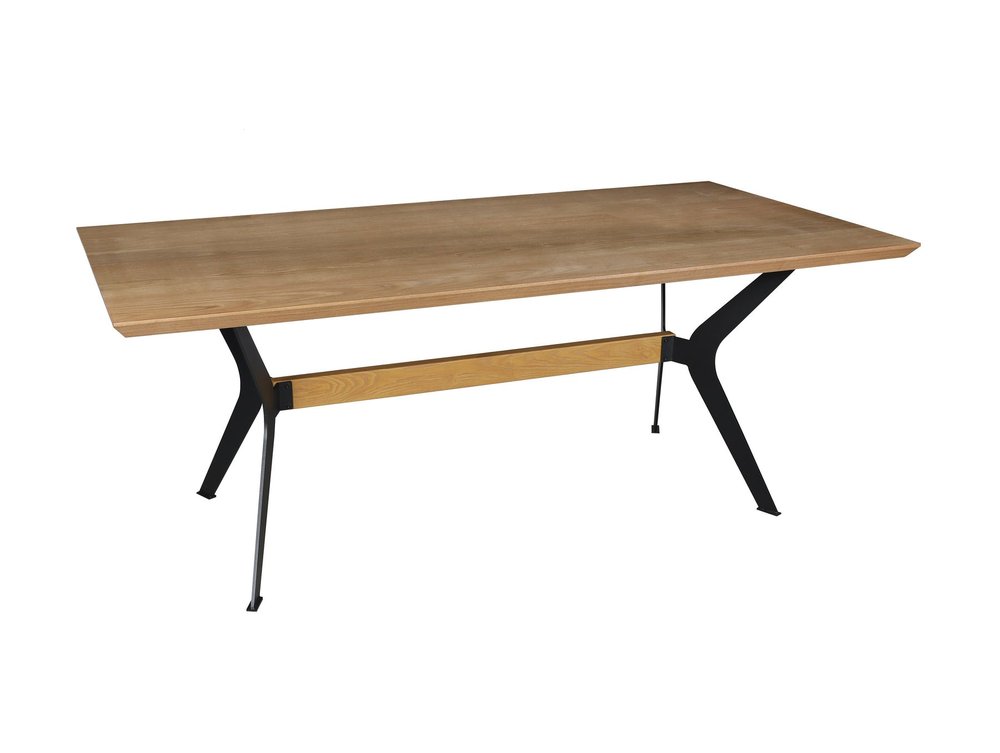 79" Brown and Red Wood and Metal Trestle Base Dining Table HomeRoots