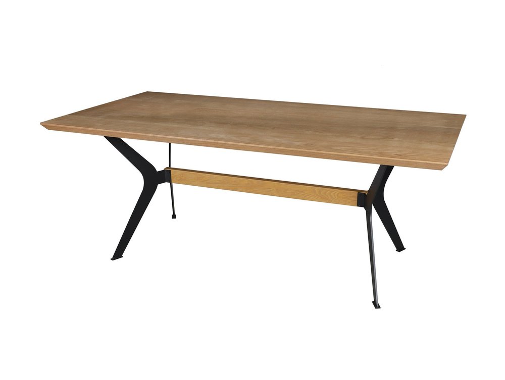 79" Brown and Red Wood and Metal Trestle Base Dining Table HomeRoots
