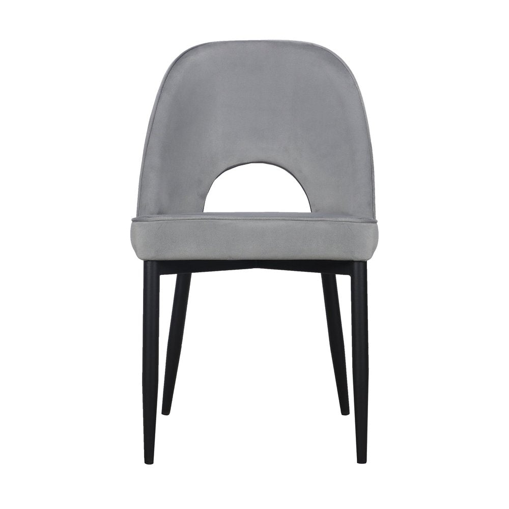 Set of Two Gray And Black Slipcovered Velvet And Wood Partially Open Back Dining Side Chairs HomeRoots