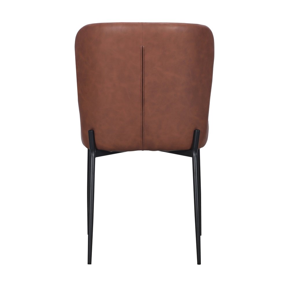 Set of Two Brown And Black Slipcovered Faux Leather And Wood Dining Side Chairs — view 4