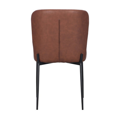 Set of Two Brown And Black Slipcovered Faux Leather And Wood Dining Side Chairs HomeRoots