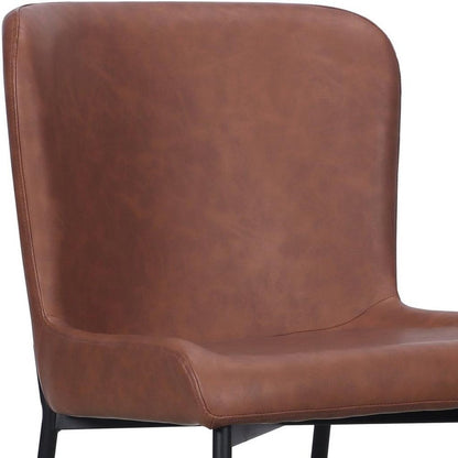 Set of Two Brown And Black Slipcovered Faux Leather And Wood Dining Side Chairs HomeRoots