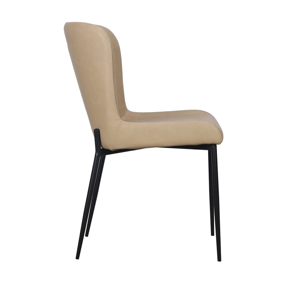 Set of Two Brown And Black Slipcovered Faux Leather And Wood Dining Side Chairs HomeRoots