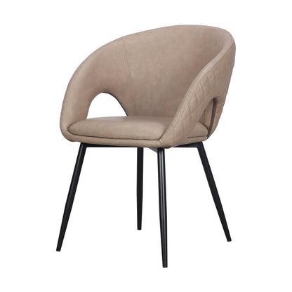 Set of Four Dark Gray And Black Tufted Faux Leather And Wood Partially Open Back Dining Arm Chairs HomeRoots