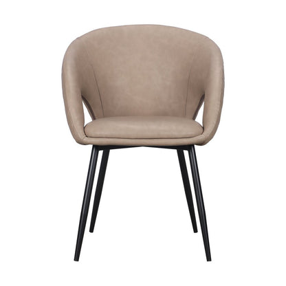Set of Four Dark Gray And Black Tufted Faux Leather And Wood Partially Open Back Dining Arm Chairs HomeRoots
