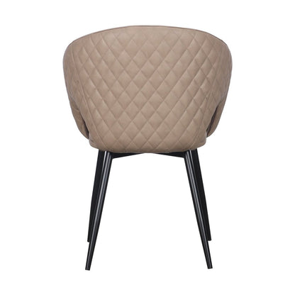 Set of Four Dark Gray And Black Tufted Faux Leather And Wood Partially Open Back Dining Arm Chairs HomeRoots