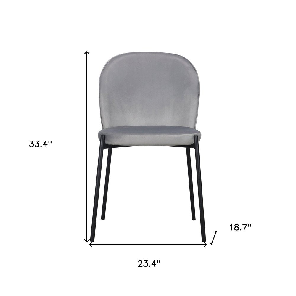 Set of Two Gray And Black Fabric And Wood Dining Side Chairs HomeRoots