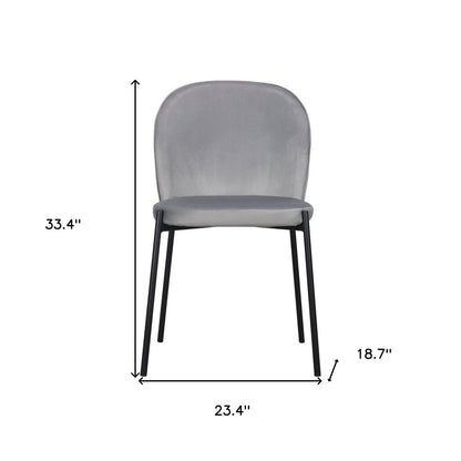 Set of Two Gray And Black Fabric And Wood Dining Side Chairs HomeRoots