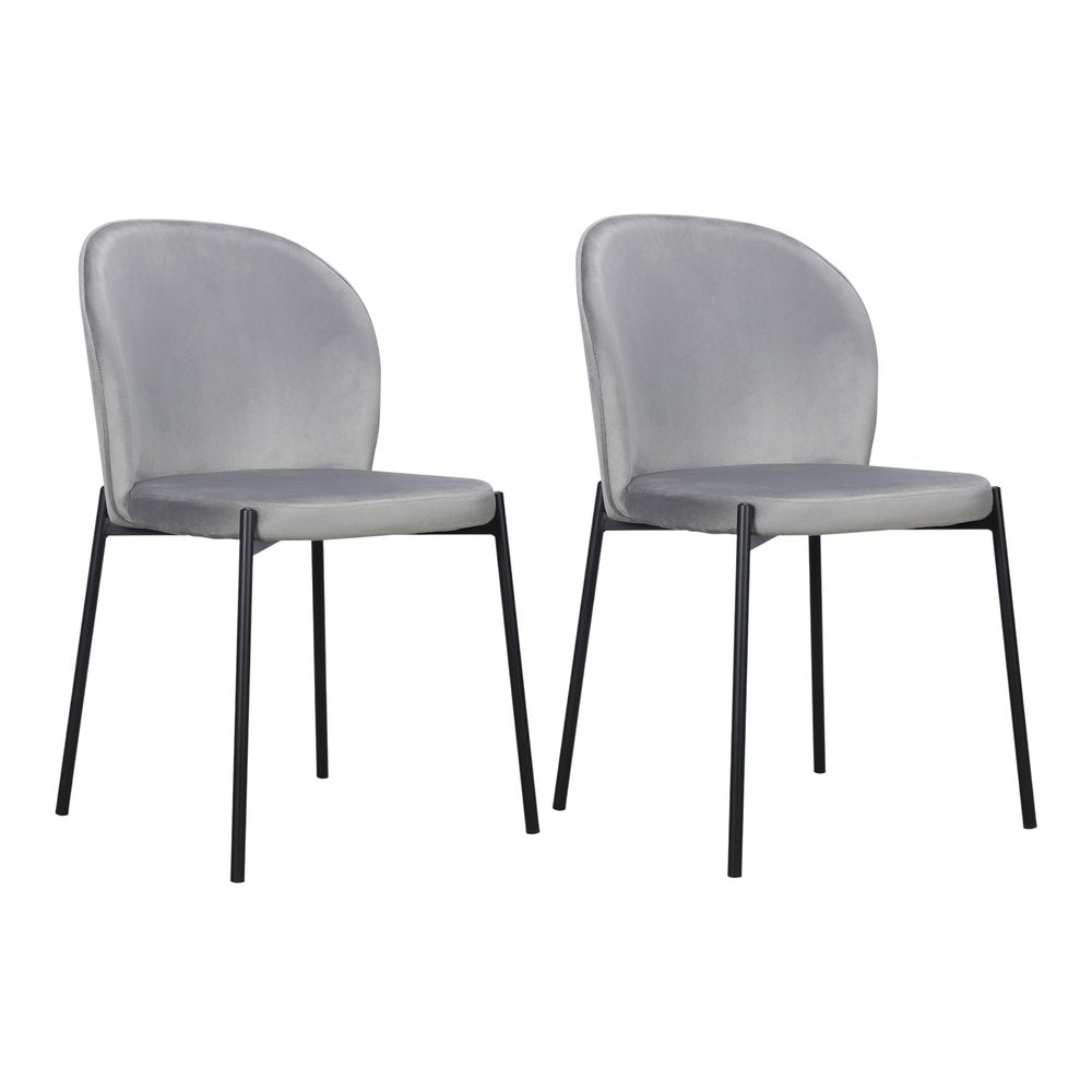 Set of Two Gray And Black Fabric And Wood Dining Side Chairs HomeRoots