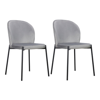 Set of Two Gray And Black Fabric And Wood Dining Side Chairs HomeRoots