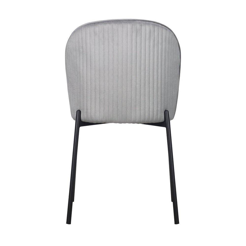 Set of Two Gray And Black Fabric And Wood Dining Side Chairs HomeRoots