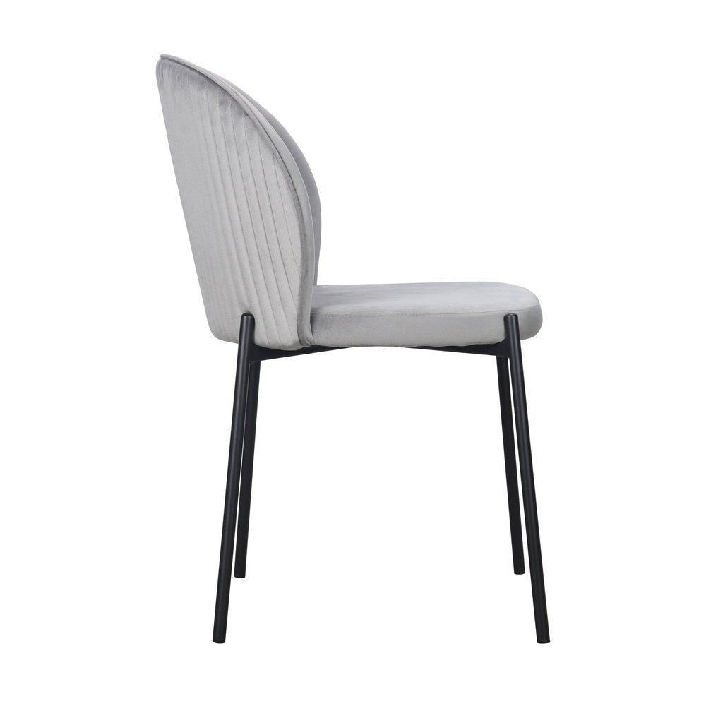 Set of Two Gray And Black Fabric And Wood Dining Side Chairs — view 4