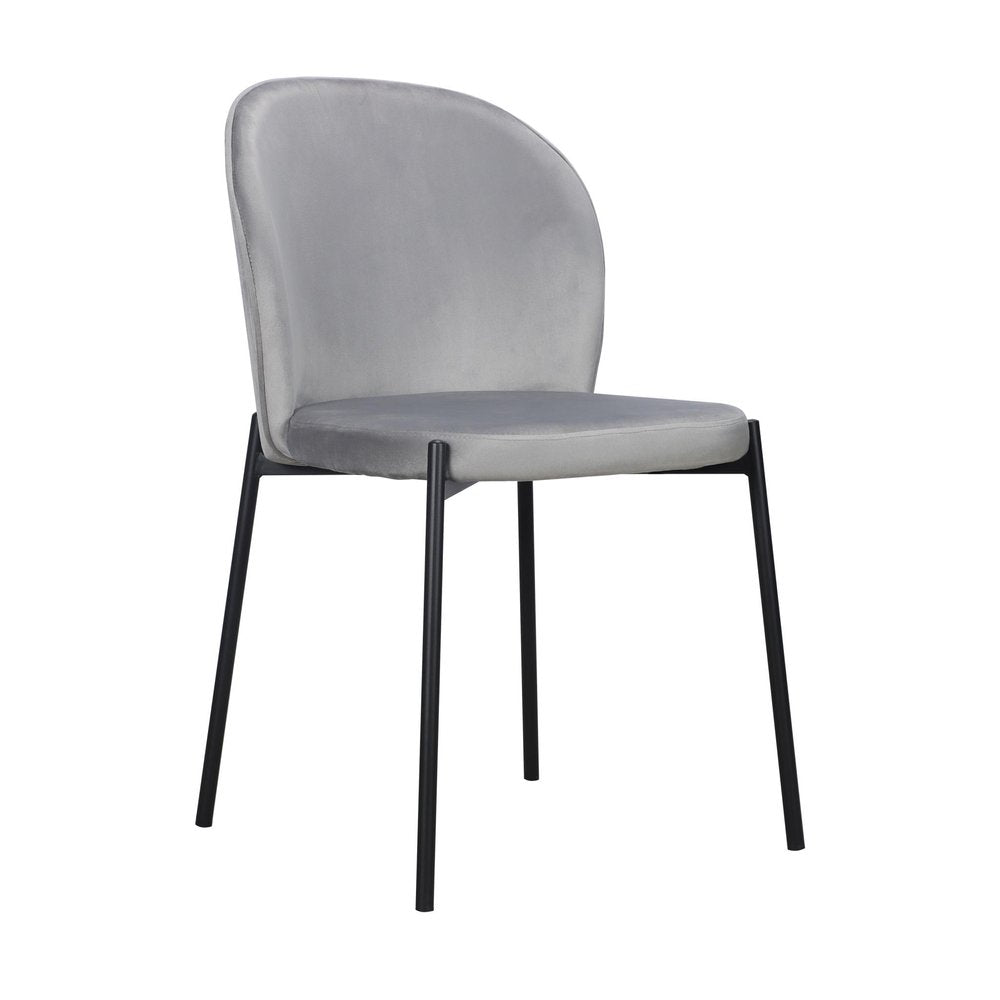 Set of Two Gray And Black Fabric And Wood Dining Side Chairs — view 5