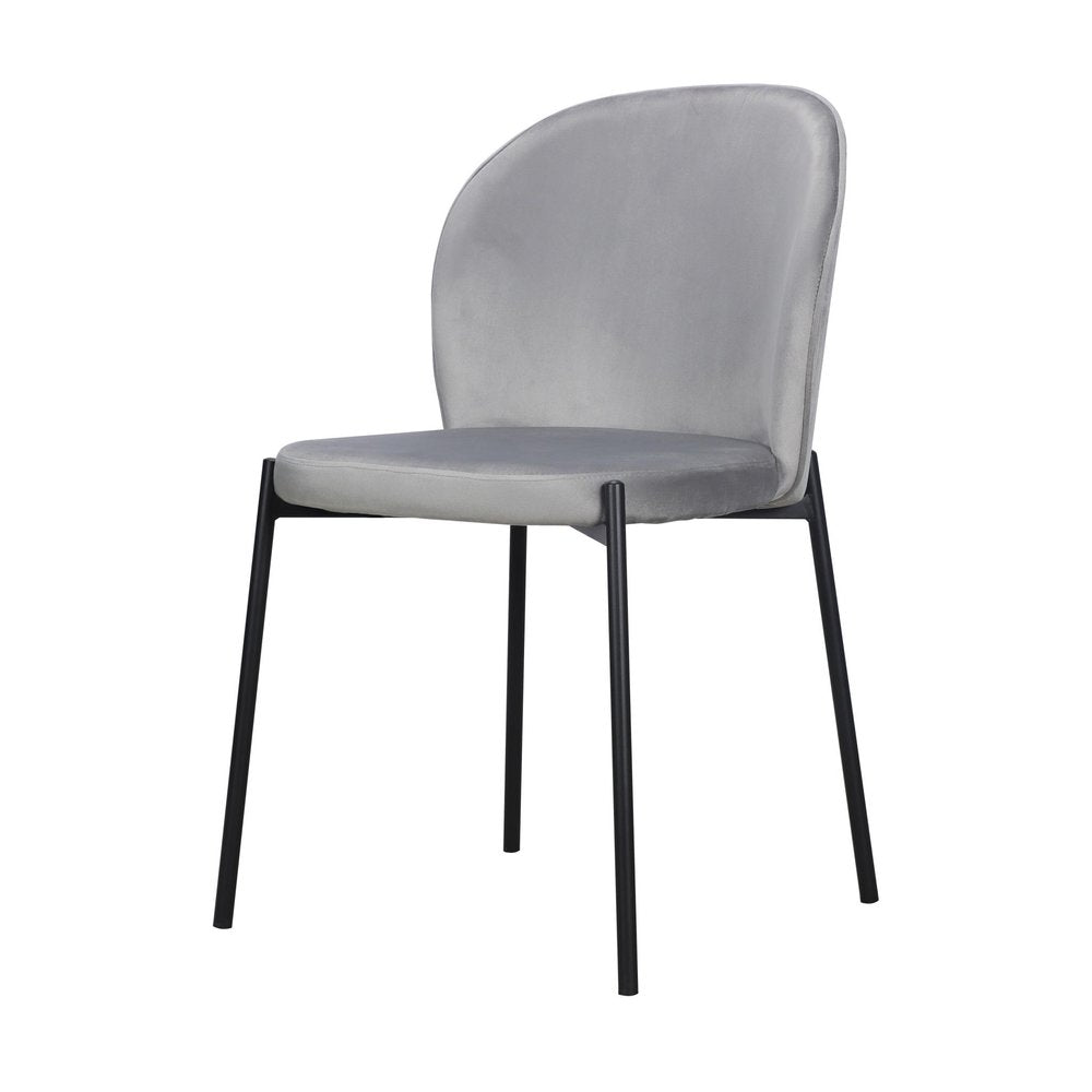 Set of Two Gray And Black Fabric And Wood Dining Side Chairs — view 7