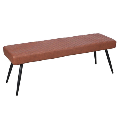 54" Brown and Black Faux Leather Upholstered Dining Bench HomeRoots