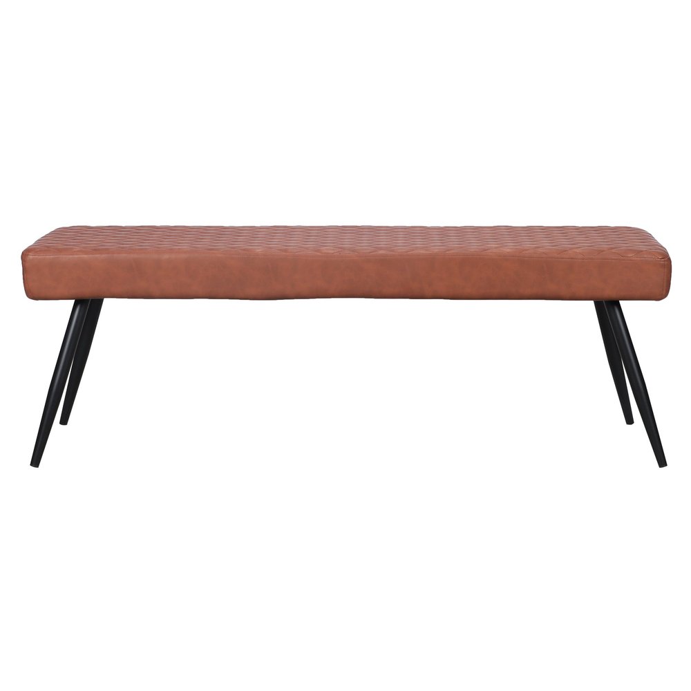 54" Brown and Black Faux Leather Upholstered Dining Bench HomeRoots