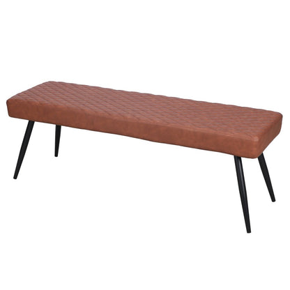 54" Brown and Black Faux Leather Upholstered Dining Bench HomeRoots