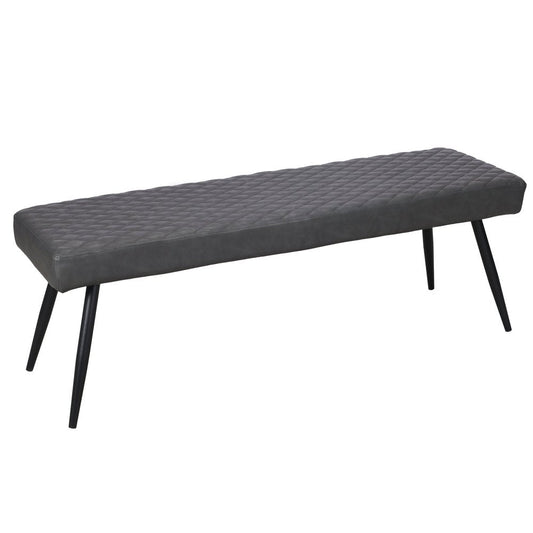 54" Dark Gray and Black Faux Leather Upholstered Dining Bench HomeRoots