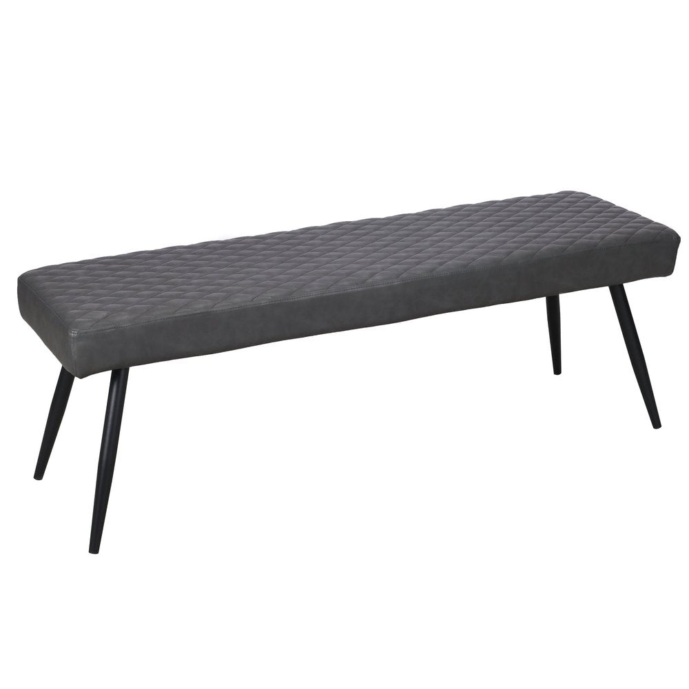 54" Dark Gray and Black Faux Leather Upholstered Dining Bench HomeRoots