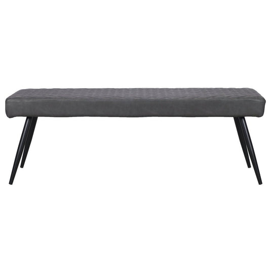54" Dark Gray and Black Faux Leather Upholstered Dining Bench HomeRoots
