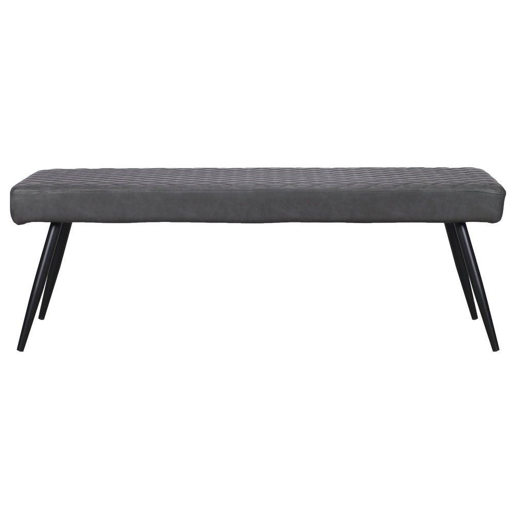 54" Dark Gray and Black Faux Leather Upholstered Dining Bench HomeRoots