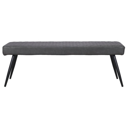54" Dark Gray and Black Faux Leather Upholstered Dining Bench HomeRoots