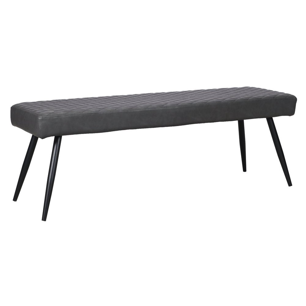54" Dark Gray and Black Faux Leather Upholstered Dining Bench HomeRoots