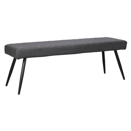 54" Dark Gray and Black Faux Leather Upholstered Dining Bench HomeRoots