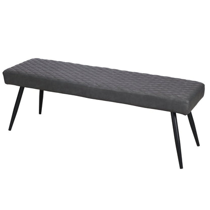 54" Dark Gray and Black Faux Leather Upholstered Dining Bench HomeRoots