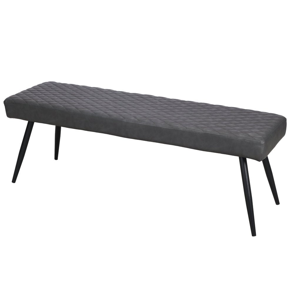 54" Dark Gray and Black Faux Leather Upholstered Dining Bench HomeRoots