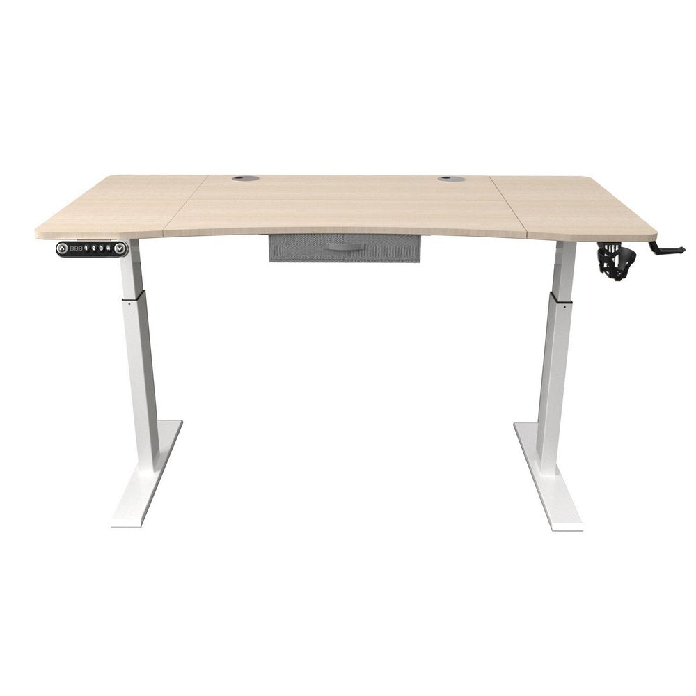 55" Adjustable Oak and White Standing Desk HomeRoots