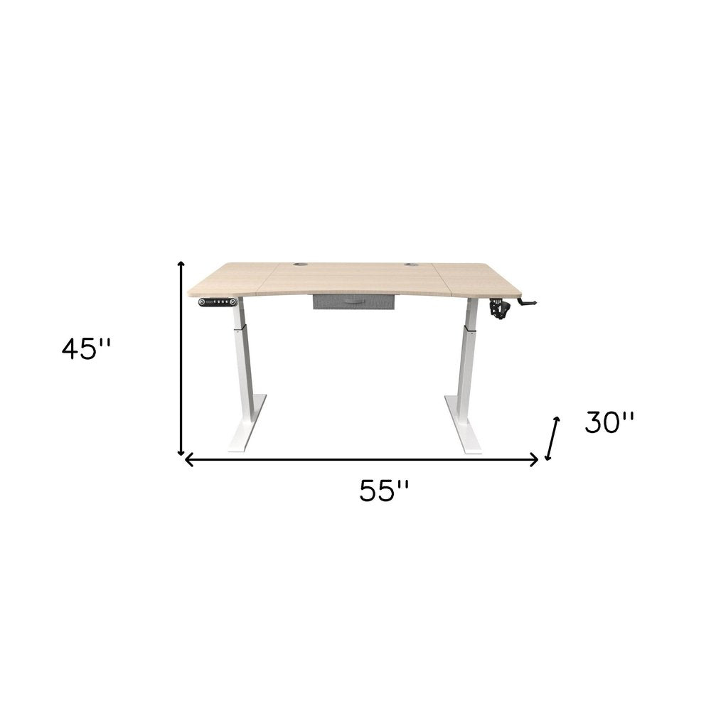 55" Adjustable Oak and White Standing Desk HomeRoots
