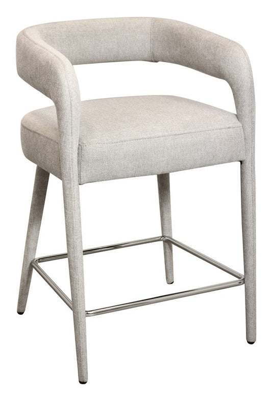 25" Ivory Fabric And Metal Low Back Counter Height Bar Chair HomeRoots
