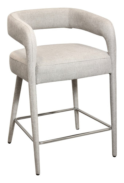 25" Ivory Fabric And Metal Low Back Counter Height Bar Chair HomeRoots