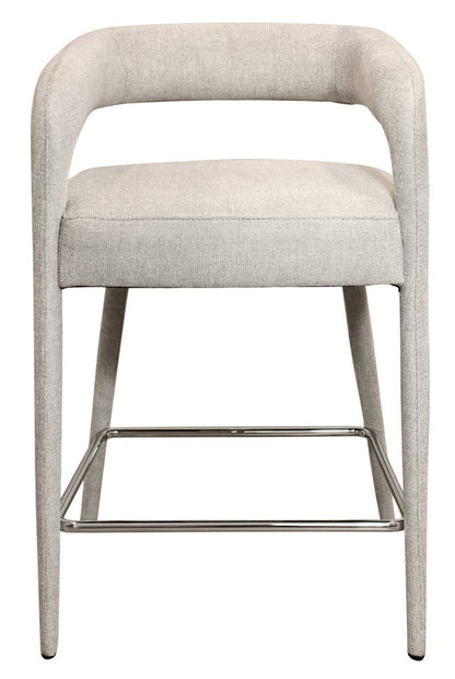 25" Ivory Fabric And Metal Low Back Counter Height Bar Chair HomeRoots