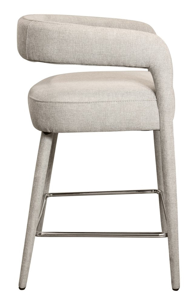 25" Ivory Fabric And Metal Low Back Counter Height Bar Chair HomeRoots
