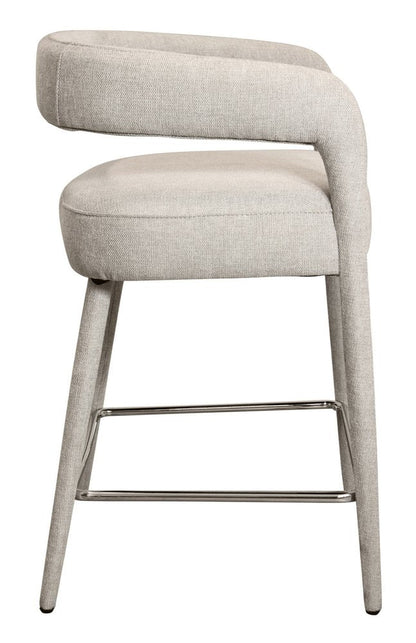 25" Ivory Fabric And Metal Low Back Counter Height Bar Chair HomeRoots