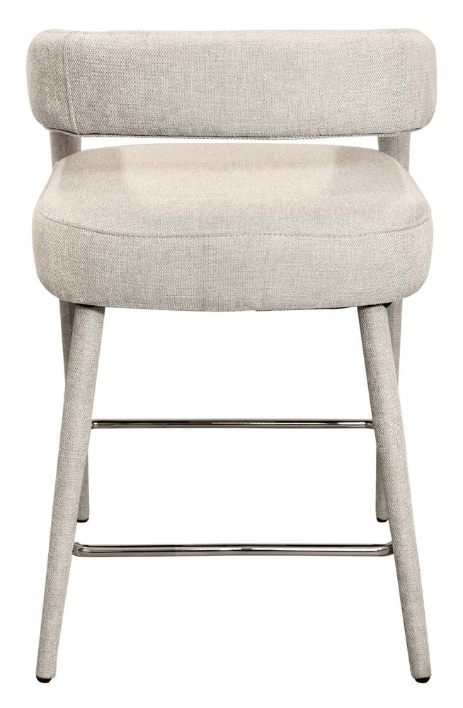 25" Ivory Fabric And Metal Low Back Counter Height Bar Chair HomeRoots