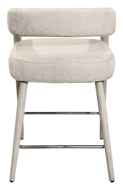 25" Ivory Fabric And Metal Low Back Counter Height Bar Chair HomeRoots