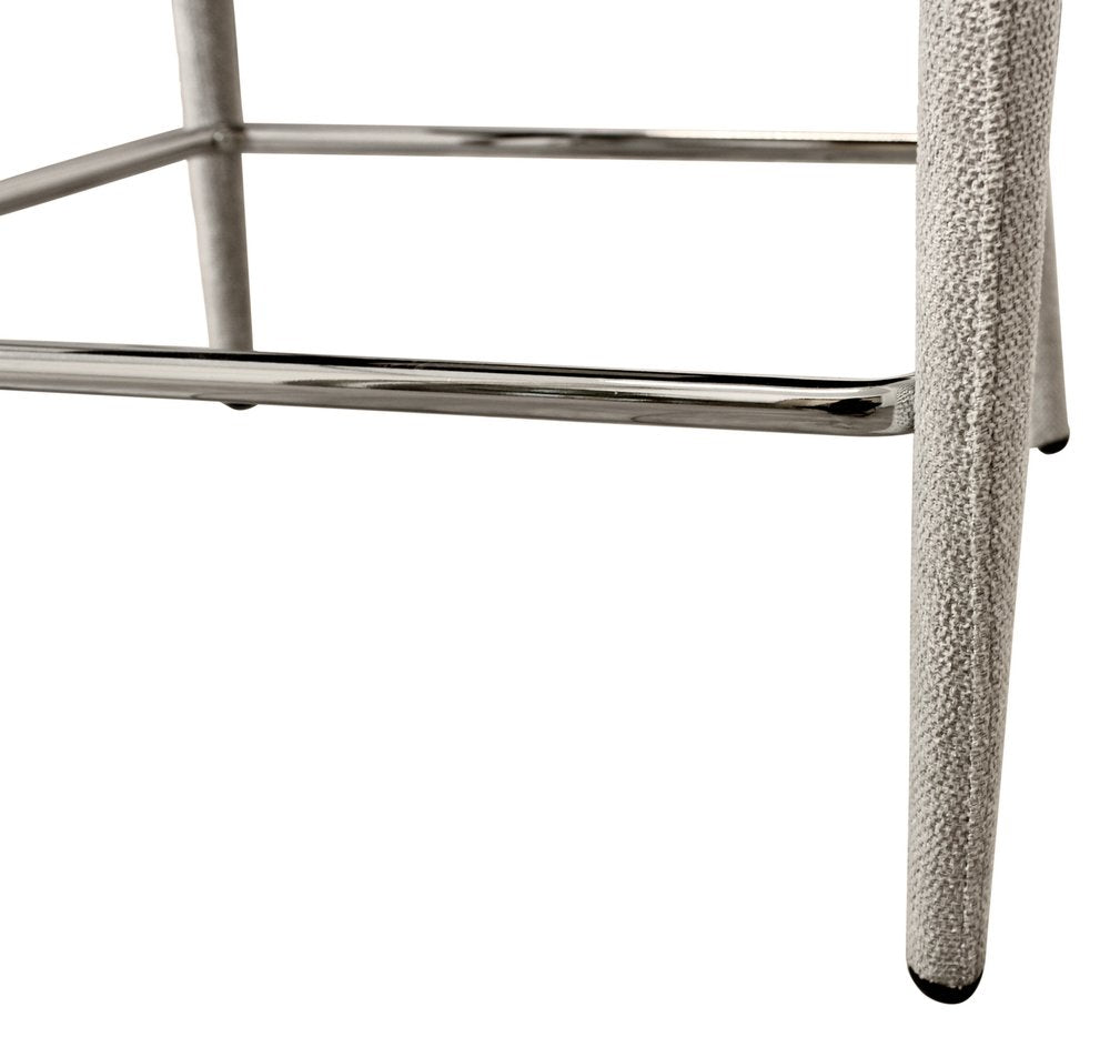 25" Ivory Fabric And Metal Low Back Counter Height Bar Chair HomeRoots