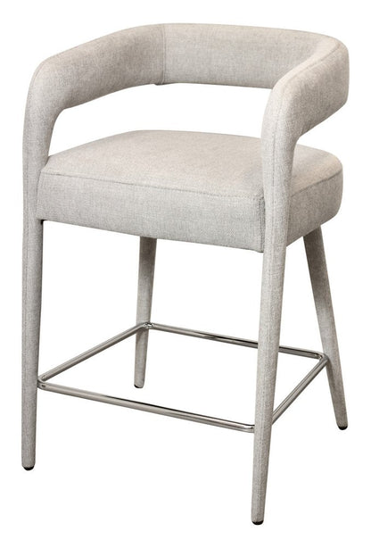 25" Ivory Fabric And Metal Low Back Counter Height Bar Chair HomeRoots