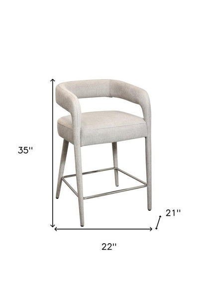 25" Ivory Fabric And Metal Low Back Counter Height Bar Chair HomeRoots