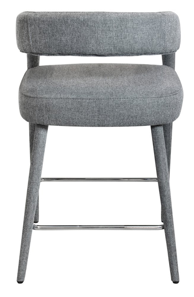 25" Gray Fabric And Metal Low Back Counter Height Bar Chair HomeRoots