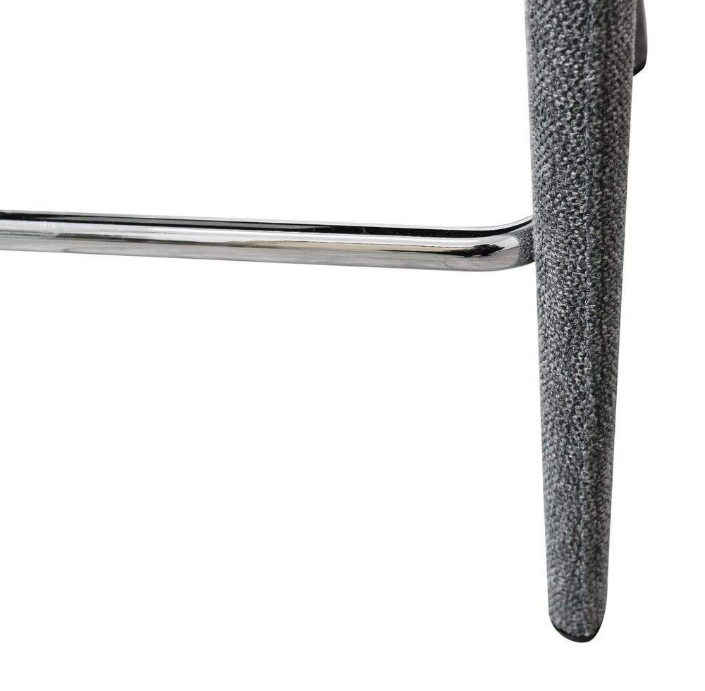 25" Gray Fabric And Metal Low Back Counter Height Bar Chair HomeRoots