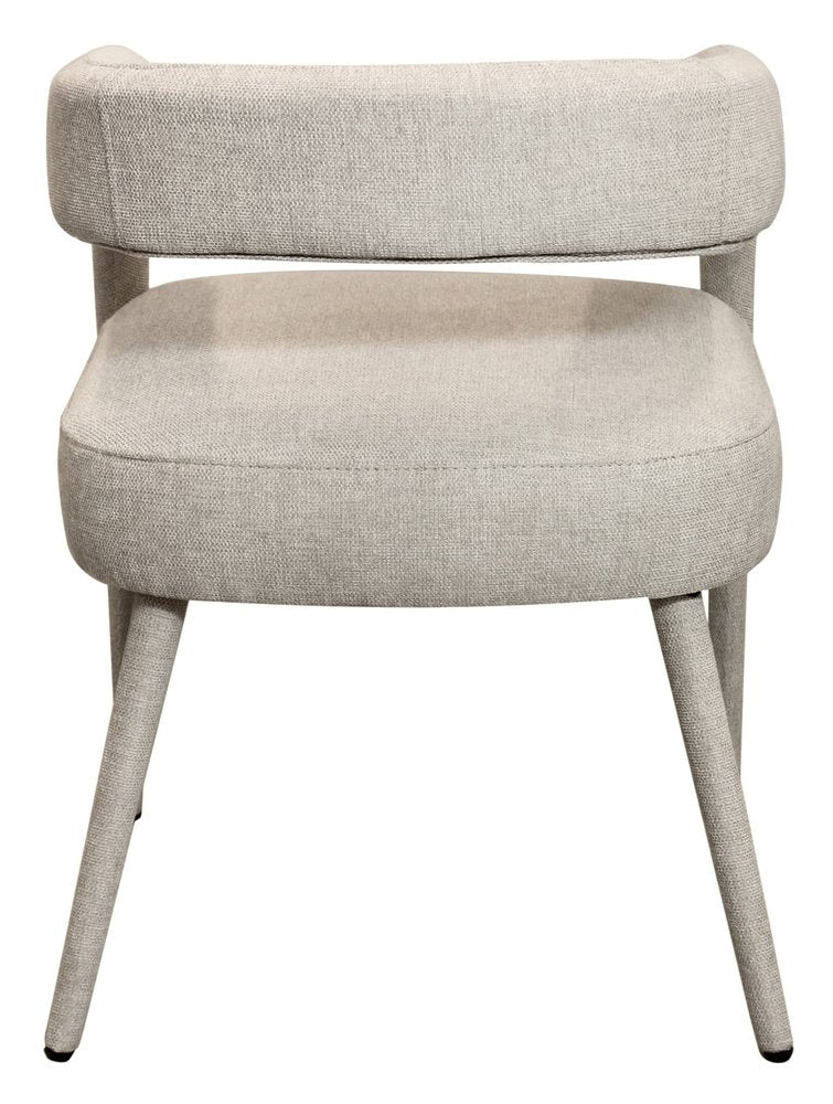 Set of Two Ivory Upholstered Linen Open Back Dining Side Chairs HomeRoots