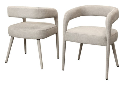 Set of Two Ivory Upholstered Linen Open Back Dining Side Chairs HomeRoots