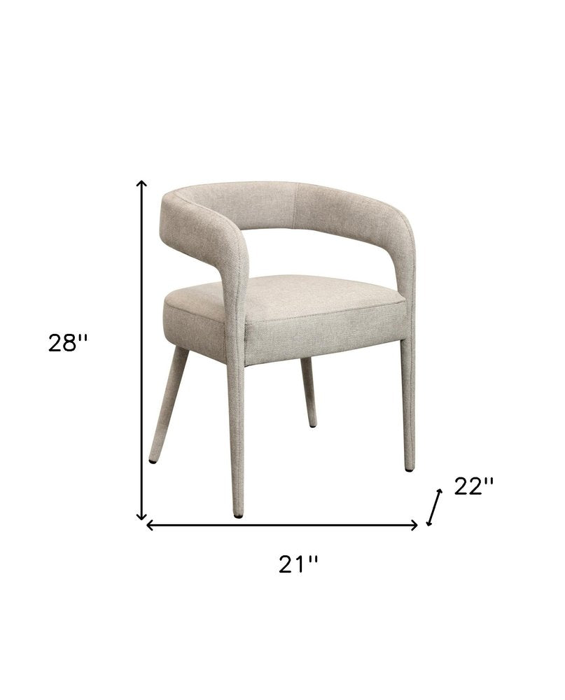 Set of Two Ivory Upholstered Linen Open Back Dining Side Chairs HomeRoots
