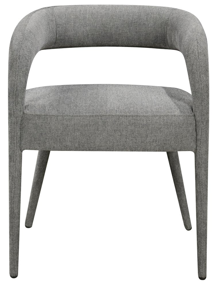 Set of Two Dark Gray Upholstered Linen Open Back Dining Side Chairs HomeRoots