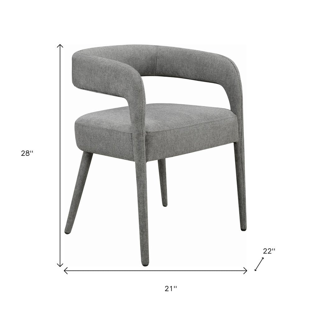 Set of Two Dark Gray Upholstered Linen Open Back Dining Side Chairs HomeRoots