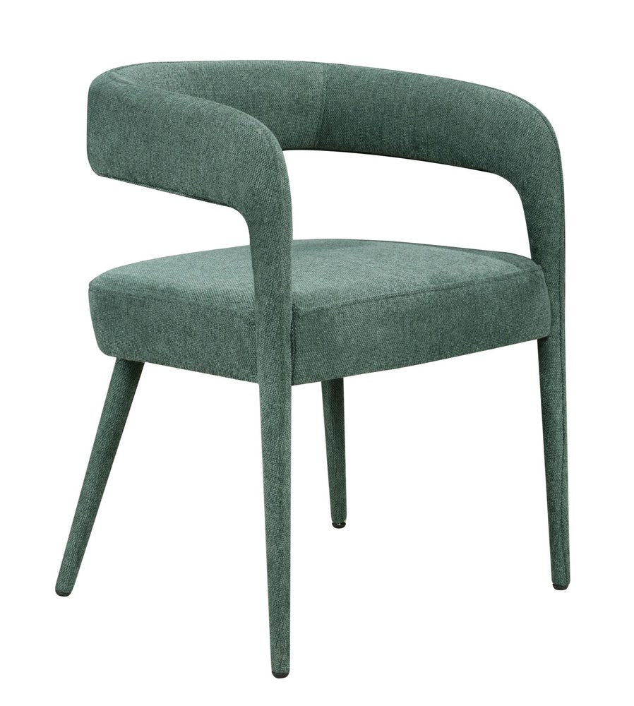 Set of Two Green Upholstered Linen Open Back Dining Side Chairs HomeRoots